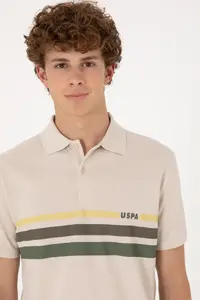 US Polo Assn. Men Regular Fit Polo Shirt Collar Stone T-Shirt - Image 2