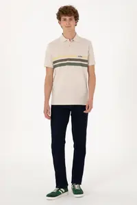 US Polo Assn. Men Regular Fit Polo Shirt Collar Stone T-Shirt - Image 4
