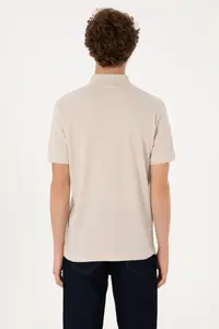US Polo Assn. Men Regular Fit Polo Shirt Collar Stone T-Shirt - Image 5