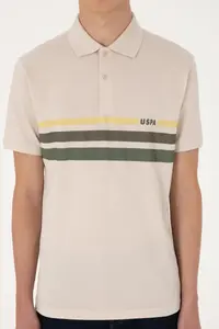 US Polo Assn. Men Regular Fit Polo Shirt Collar Stone T-Shirt - Image 6