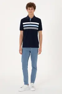 US Polo Assn. Men Regular Fit Polo Shirt Collar Navy Blue T-Shirt - Image 4