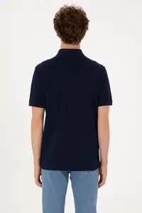 US Polo Assn. Men Regular Fit Polo Shirt Collar Navy Blue T-Shirt - Image 5