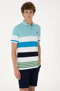 US Polo Assn. Men Regular Fit Aqua Polo Shirt Collar T-Shirt