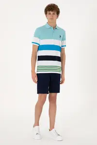 US Polo Assn. Men Regular Fit Aqua Polo Shirt Collar T-Shirt - Image 4