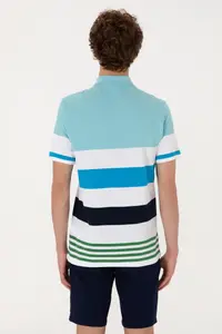 US Polo Assn. Men Regular Fit Aqua Polo Shirt Collar T-Shirt - Image 5