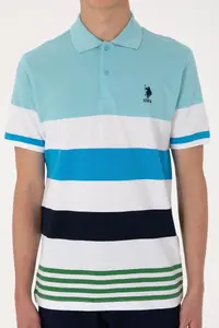 US Polo Assn. Men Regular Fit Aqua Polo Shirt Collar T-Shirt - Image 6