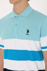 US Polo Assn. Men Regular Fit Aqua Polo Shirt Collar T-Shirt - Image 7
