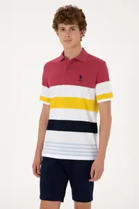 US Polo Assn. Men Regular Fit Polo Shirt Collar Cherry T-Shirt