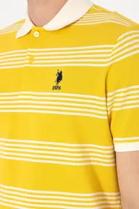 US Polo Assn. Men Regular Fit Polo Shirt Collar Yellow Striped T-Shirt - Image 7
