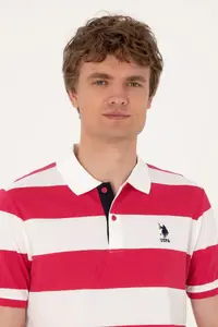 US Polo Assn. Men Regular Fit Cherry Polo Shirt Collar Striped T-Shirt - Image 2