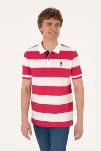 US Polo Assn. Men Regular Fit Cherry Polo Shirt Collar Striped T-Shirt - Image 3