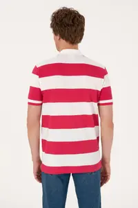 US Polo Assn. Men Regular Fit Cherry Polo Shirt Collar Striped T-Shirt - Image 5