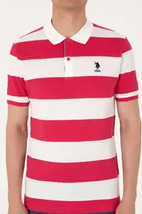 US Polo Assn. Men Regular Fit Cherry Polo Shirt Collar Striped T-Shirt - Image 6
