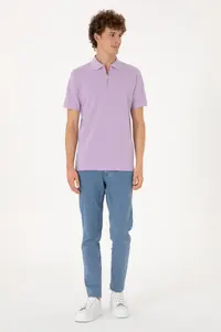 US Polo Assn. Men Regular Fit Zippered Lilac T-Shirt - Image 4