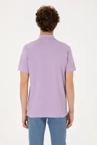 US Polo Assn. Men Regular Fit Zippered Lilac T-Shirt - Image 5