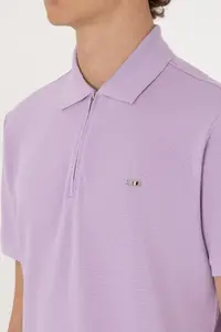 US Polo Assn. Men Regular Fit Zippered Lilac T-Shirt - Image 7