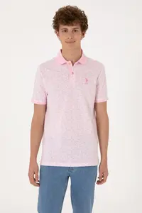 US Polo Assn. Men Regular Fit Polo Shirt Collar Light Pink T-Shirt