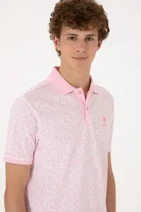 US Polo Assn. Men Regular Fit Polo Shirt Collar Light Pink T-Shirt - Image 2