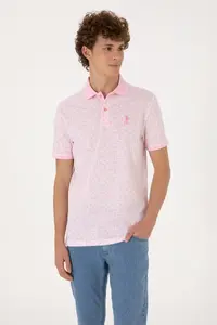 US Polo Assn. Men Regular Fit Polo Shirt Collar Light Pink T-Shirt - Image 3