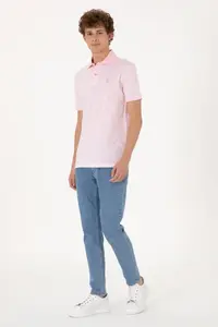 US Polo Assn. Men Regular Fit Polo Shirt Collar Light Pink T-Shirt - Image 4