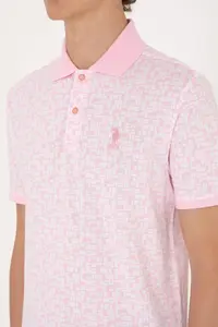 US Polo Assn. Men Regular Fit Polo Shirt Collar Light Pink T-Shirt - Image 7