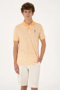 US Polo Shirt Assn. Men Regular Fit Polo Shirt Shirt Collar Orange T-Shirt