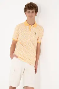 US Polo Shirt Assn. Men Regular Fit Polo Shirt Shirt Collar Orange T-Shirt - Image 3