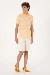 US Polo Shirt Assn. Men Regular Fit Polo Shirt Shirt Collar Orange T-Shirt - Image 4