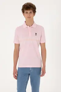 US Polo Assn. Men Regular Fit Polo Shirt Collar Light Pink T-Shirt