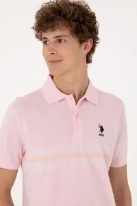 US Polo Assn. Men Regular Fit Polo Shirt Collar Light Pink T-Shirt - Image 2