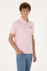 US Polo Assn. Men Regular Fit Polo Shirt Collar Light Pink T-Shirt - Image 3