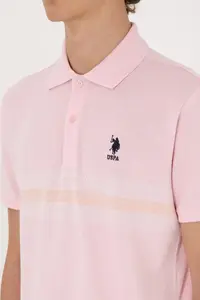 US Polo Assn. Men Regular Fit Polo Shirt Collar Light Pink T-Shirt - Image 7