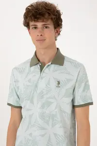 US Polo Assn. Men Regular Fit Polo Shirt Collar Water Green T-Shirt - Image 2