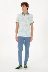 US Polo Assn. Men Regular Fit Polo Shirt Collar Water Green T-Shirt - Image 4