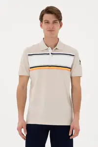 US Polo Assn. Men Regular Fit Polo Shirt Collar Stone T-Shirt