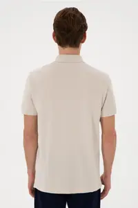 US Polo Assn. Men Regular Fit Polo Shirt Collar Stone T-Shirt - Image 5