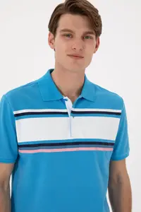 US Polo Assn. Men Regular Fit Polo Shirt Collar Turquoise T-Shirt - Image 2