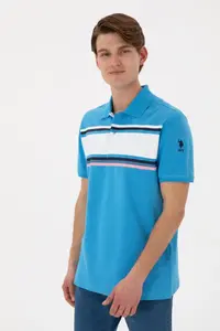 US Polo Assn. Men Regular Fit Polo Shirt Collar Turquoise T-Shirt - Image 3