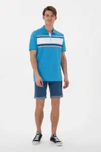 US Polo Assn. Men Regular Fit Polo Shirt Collar Turquoise T-Shirt - Image 4