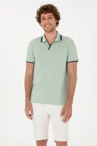 US Polo Assn. Men slim Fit Wacky Collar Water Green T-Shirt