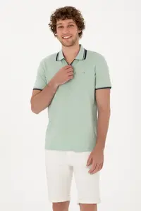 US Polo Assn. Men slim Fit Wacky Collar Water Green T-Shirt - Image 3
