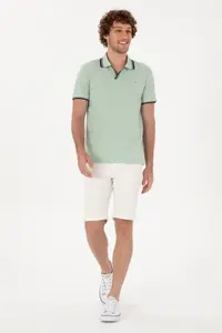 US Polo Assn. Men slim Fit Wacky Collar Water Green T-Shirt - Image 4
