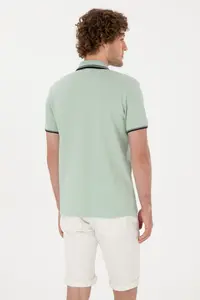 US Polo Assn. Men slim Fit Wacky Collar Water Green T-Shirt - Image 5