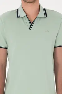 US Polo Assn. Men slim Fit Wacky Collar Water Green T-Shirt - Image 6