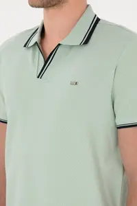 US Polo Assn. Men slim Fit Wacky Collar Water Green T-Shirt - Image 7