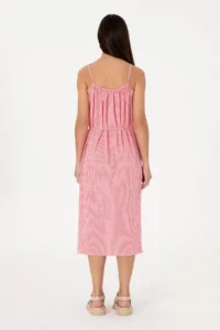 US Polo Assn. Women Pink Striped Midi Size Weaving Dress - Image 4