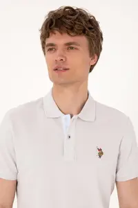 US Polo Assn. Men slim Fit Polo Shirt Collar Light Gray Basic T-Shirt - Image 2