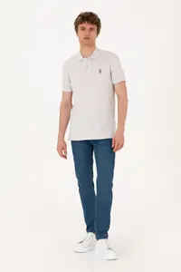 US Polo Assn. Men slim Fit Polo Shirt Collar Light Gray Basic T-Shirt - Image 4