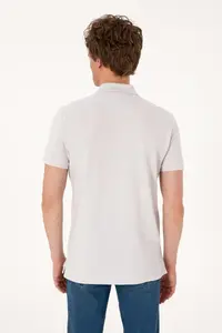 US Polo Assn. Men slim Fit Polo Shirt Collar Light Gray Basic T-Shirt - Image 5
