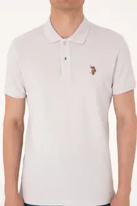 US Polo Assn. Men slim Fit Polo Shirt Collar Light Gray Basic T-Shirt - Image 6